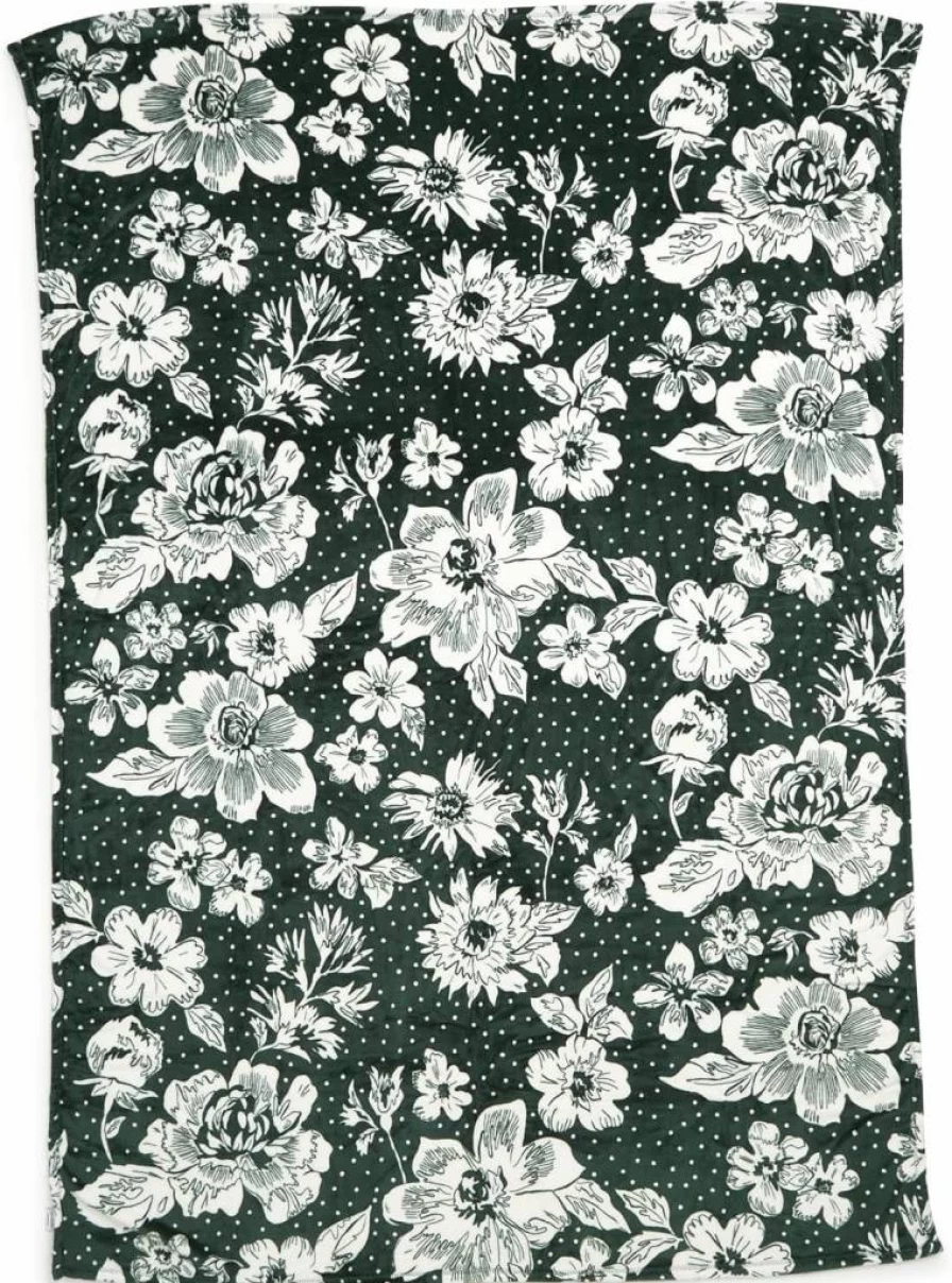 Vera Bradley Collegiate Plush XL Throw Blanket - DK Green/White Rain Garden, Multiple Team Options, Soft Cozy Blanket for College Fans