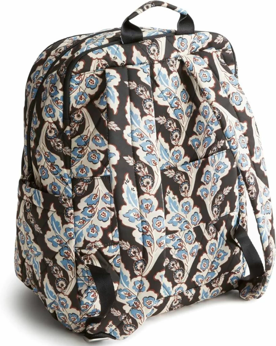 Vera Bradley Women's Large Bancroft Backpack in Calyx Quill Black - Stylish Performance Twill Design for Everyday Use