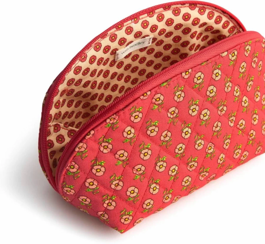 Vera Bradley Tiny Poppies Mini Dome Cosmetic Bag - Premium Cotton Travel Makeup Pouch