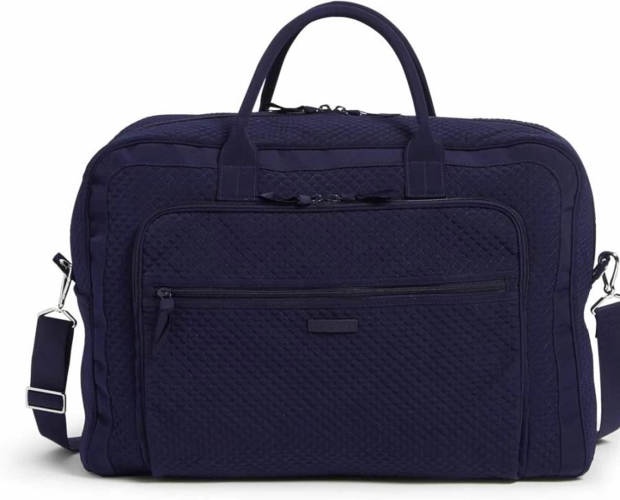 Vera Bradley Black Microfiber Grand Weekender Travel Bag for Women - Spacious Carry-On Luggage & Overnight Tote