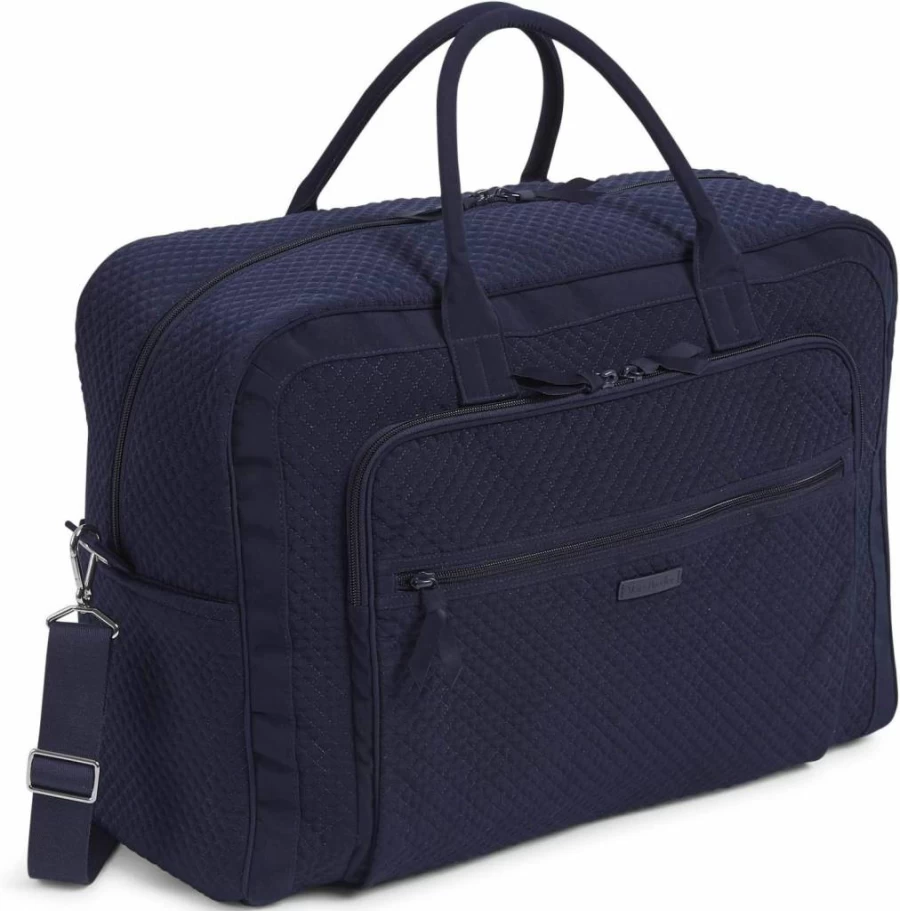 Vera Bradley Black Microfiber Grand Weekender Travel Bag for Women - Spacious Carry-On Luggage & Overnight Tote