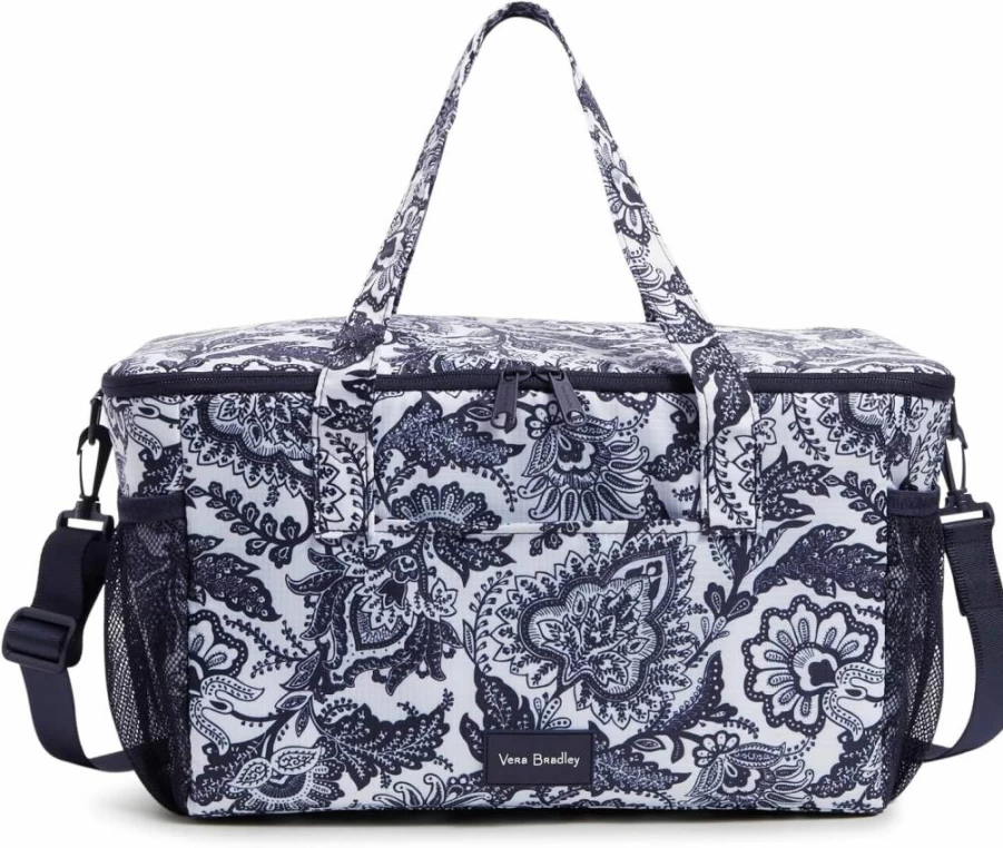 Vera Bradley Women's Black Recycled Ripstop Cooler Bag – Eco-Friendly One Size Family Picnic Tote