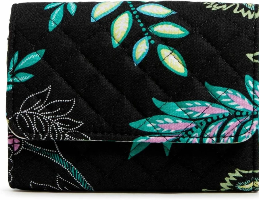 Vera Bradley Women's RFID Blocking Cotton Riley Compact Wallet | Stylish & Secure