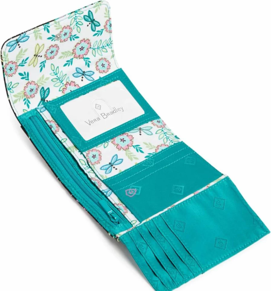 Vera Bradley Women's RFID Blocking Cotton Riley Compact Wallet | Stylish & Secure