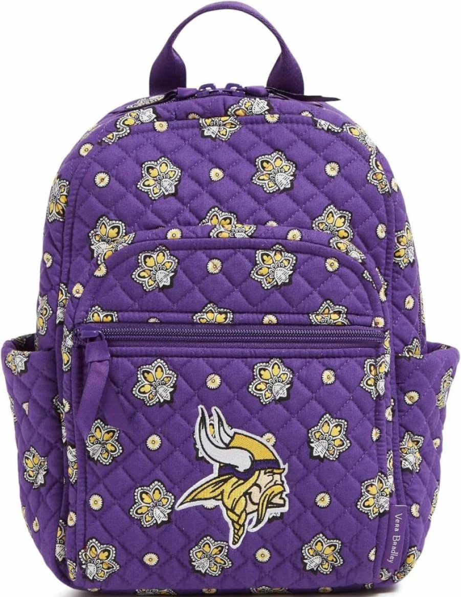 Vera Bradley NFL Team Logo Cotton Backpack for Women - Atlanta Falcons Red/Silver Bandana Design, Adjustable Straps, Lightweight & Durable