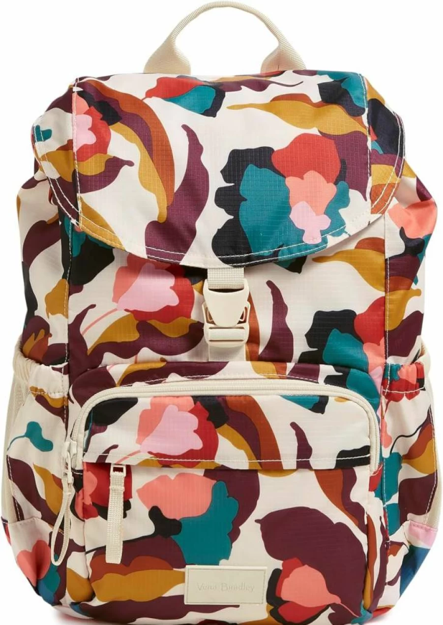 Vera Bradley Immersed Blooms Jewel Ripstop Backpack - Lightweight Daytripper Campus Bag