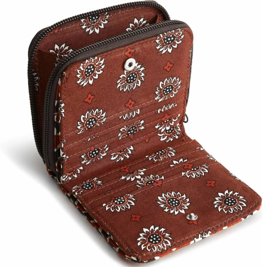 Vera Bradley Women's Small Zip-Around Wallet - Premium Cotton Compact Wristlet for Women