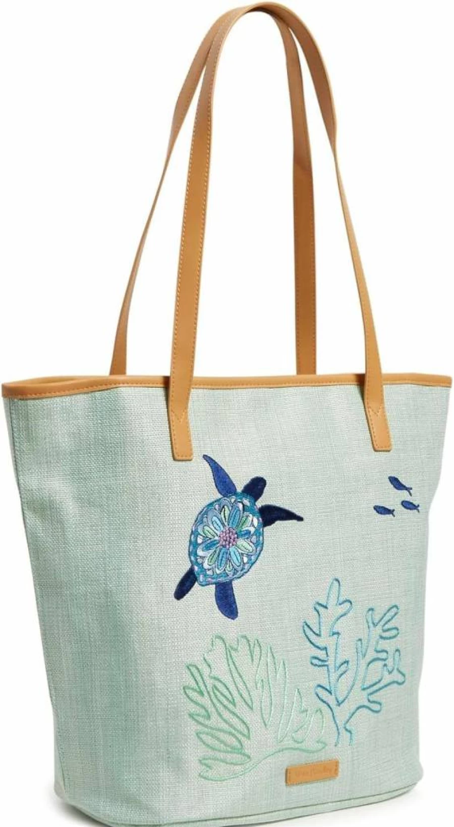 Vera Bradley Women's Straw Bucket Tote Bag - Lightweight Summer Beach Purse with Colorful Patterns