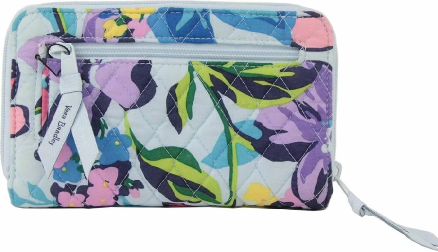 Vera Bradley Signature Cotton RFID Turnlock Wallet - Iconic Stylish Women's Zip-Around Clutch