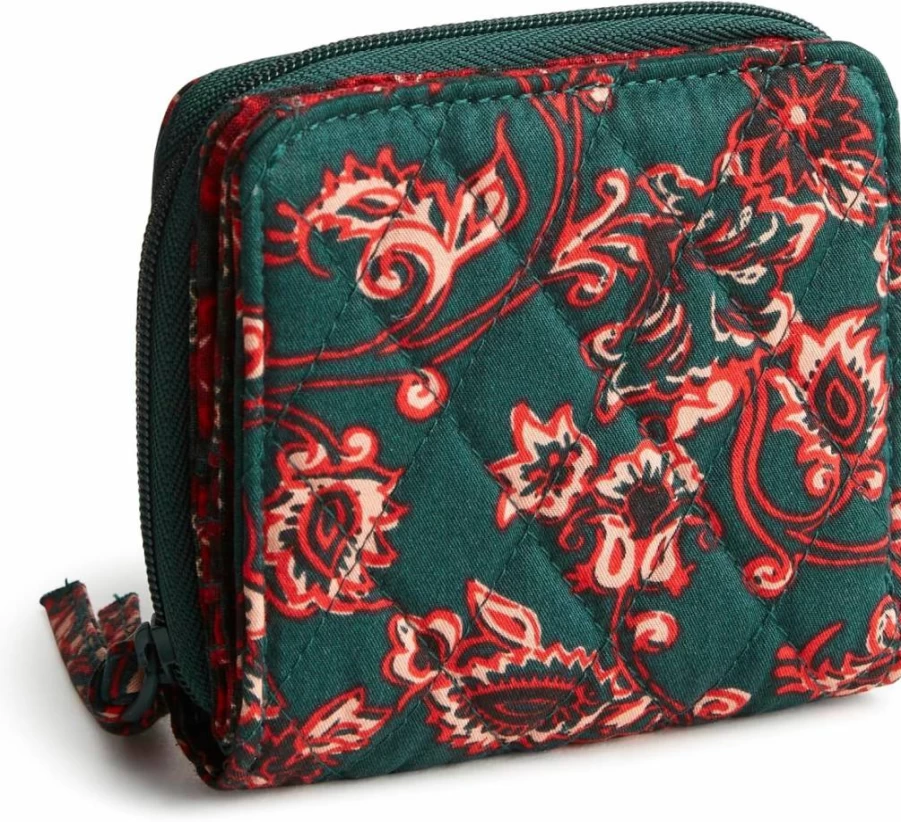 Vera Bradley Small Zip-Around Wallet - Premium Cotton Compact Wristlet for Women