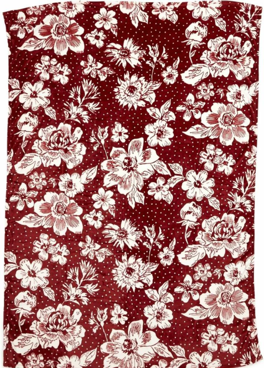 Vera Bradley Collegiate Plush XL Throw Blanket – Cardinal/White Rain Garden Design, Multiple Team Options