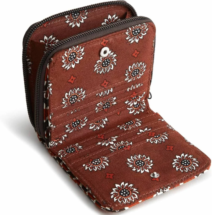 Vera Bradley Women's Small Zip-Around Wallet Premium Cotton Compact Wristlet Clutch