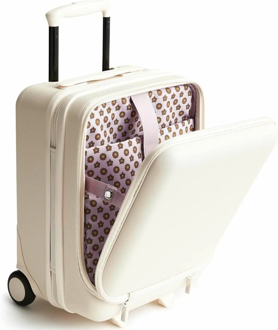 Vera Bradley Adair 17" Hardside Underseat Roller Luggage for Women - Subtle Bouquet Design, Compact Carry-On Suitcase