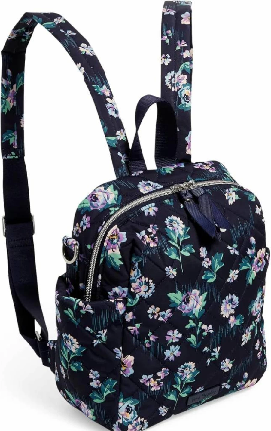 Vera Bradley Women's Small Black Convertible Backpack | Lightweight Twill Performance Backpack | Adjustable Crossbody or Shoulder Bag