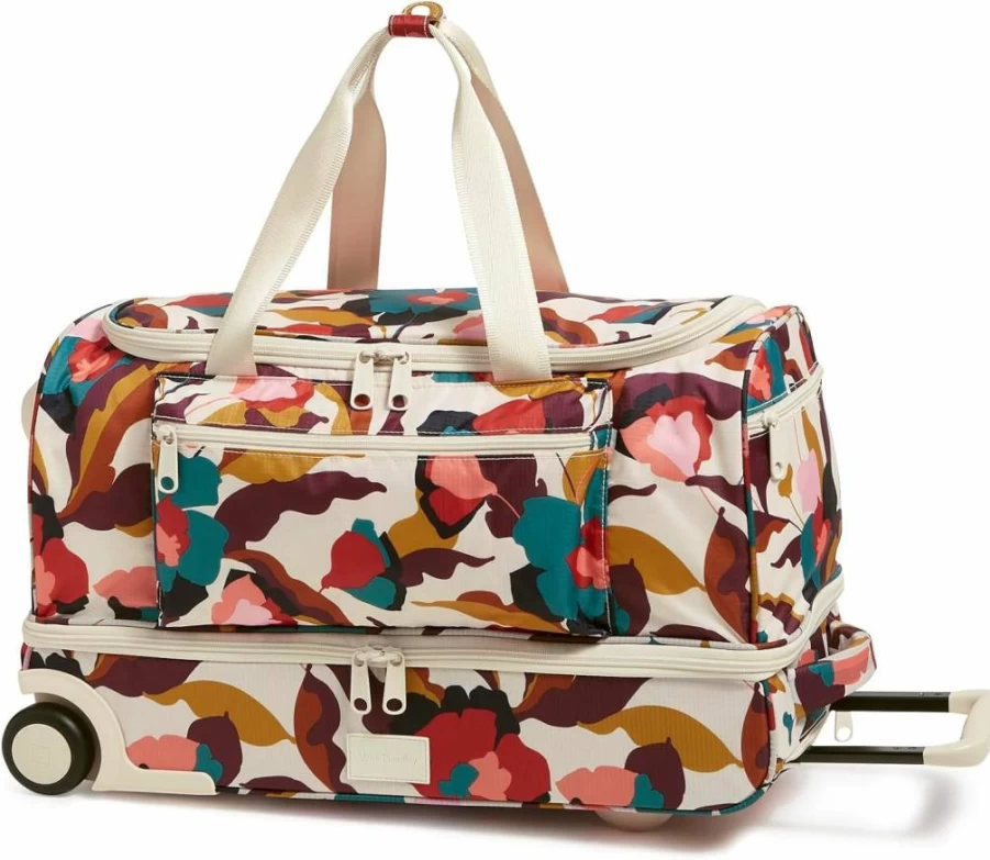 Vera Bradley Women's Foldable Rolling Duffel Bag - Eco-Friendly Recycled Ripstop Travel Luggage
