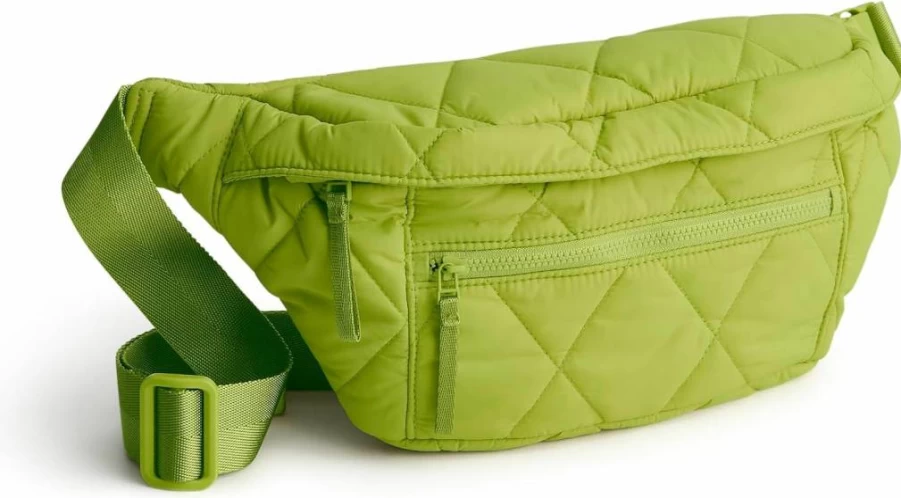 Vera Bradley Featherweight Portnoy Crossbody Bag with Adjustable Long Strap in Spinach Green | Lightweight Vegan Leather Belt Bag