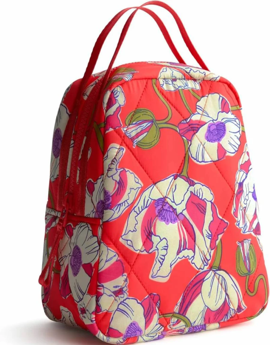 Vera Bradley Lotus Montage Roasted Pecan Lightweight Insulated Lunch Bag for Work & School
