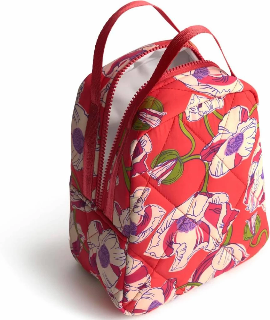 Vera Bradley Lotus Montage Roasted Pecan Lightweight Insulated Lunch Bag for Work & School