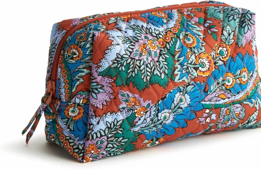 Vera Bradley Women's Medium Cosmetic Bag Premium Cotton Makeup Pouch Travel Organizer