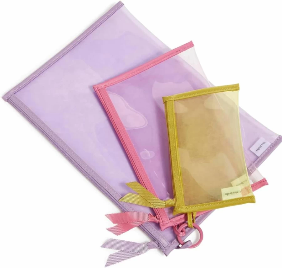 Vera Bradley Clear Medley 3-Piece Pouch Organizer Set | Reusable Travel & Cosmetic Bags