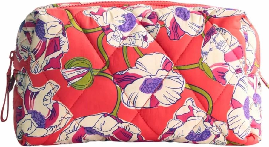 Vera Bradley Swirling Poppies Lightweight Large Cosmetic Case
