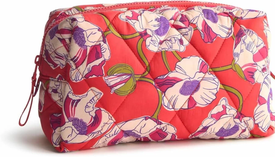Vera Bradley Swirling Poppies Lightweight Large Cosmetic Case