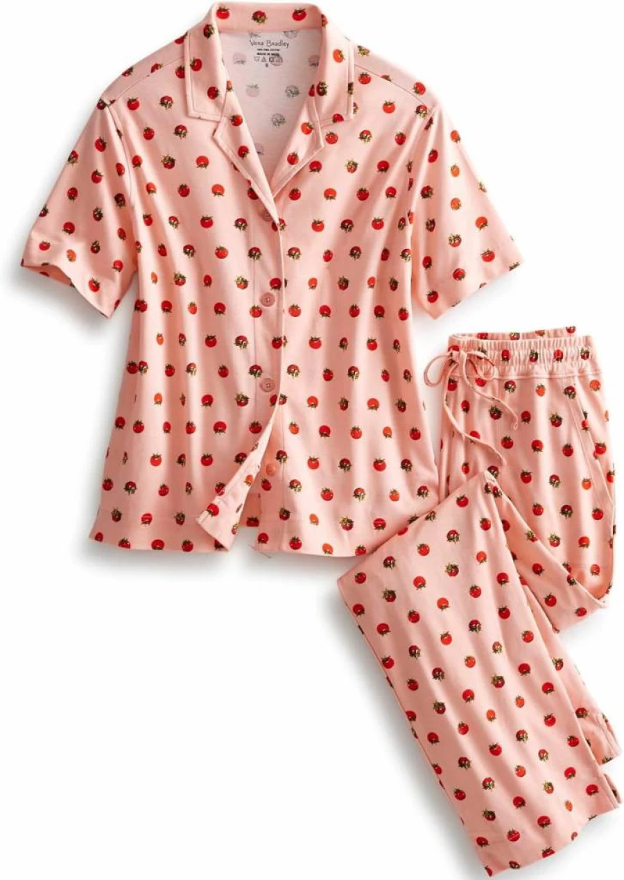 Vera Bradley Women's Soft Cotton Button-Down Pajama Set - Comfortable Sleepwear Lounge Set
