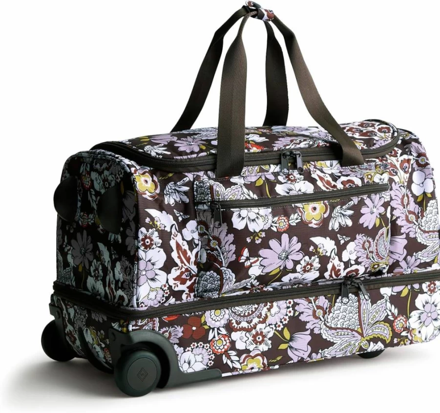 Vera Bradley Women's Ripstop Adair Rolling Duffel - Lightweight Travel Luggage with Wheels, Spacious Carry-On Bag for Women