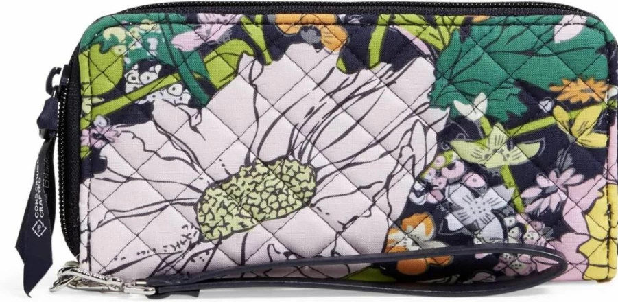 Vera Bradley RFID Blocking Wristlet for Women – Secure Cotton Accordion Wallet with Stylish Design