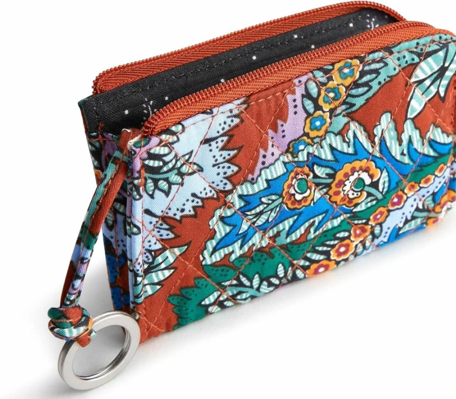 Vera Bradley Women's Cotton Zip Card Holder | Stylish RFID Pouch for Credit Cards & ID