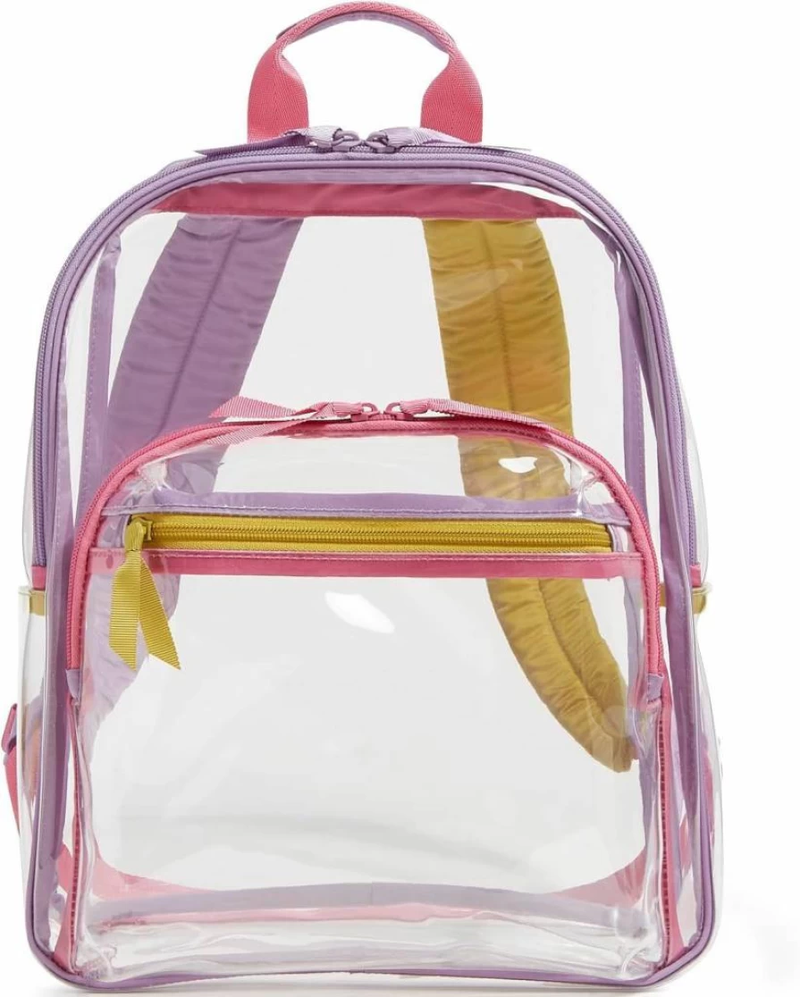 Vera Bradley Large Clear Backpack - Purple Rhapsody Waterproof Travel Bag for Women & Men