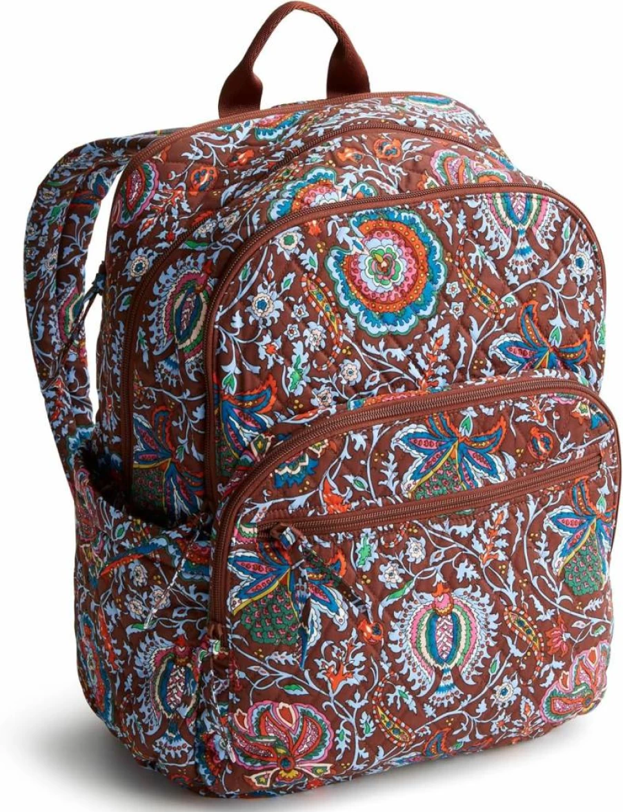 Vera Bradley Marrakesh Cinnamon Large Cotton Backpack for Women - Premium Bancroft Design One Size Travel Bag