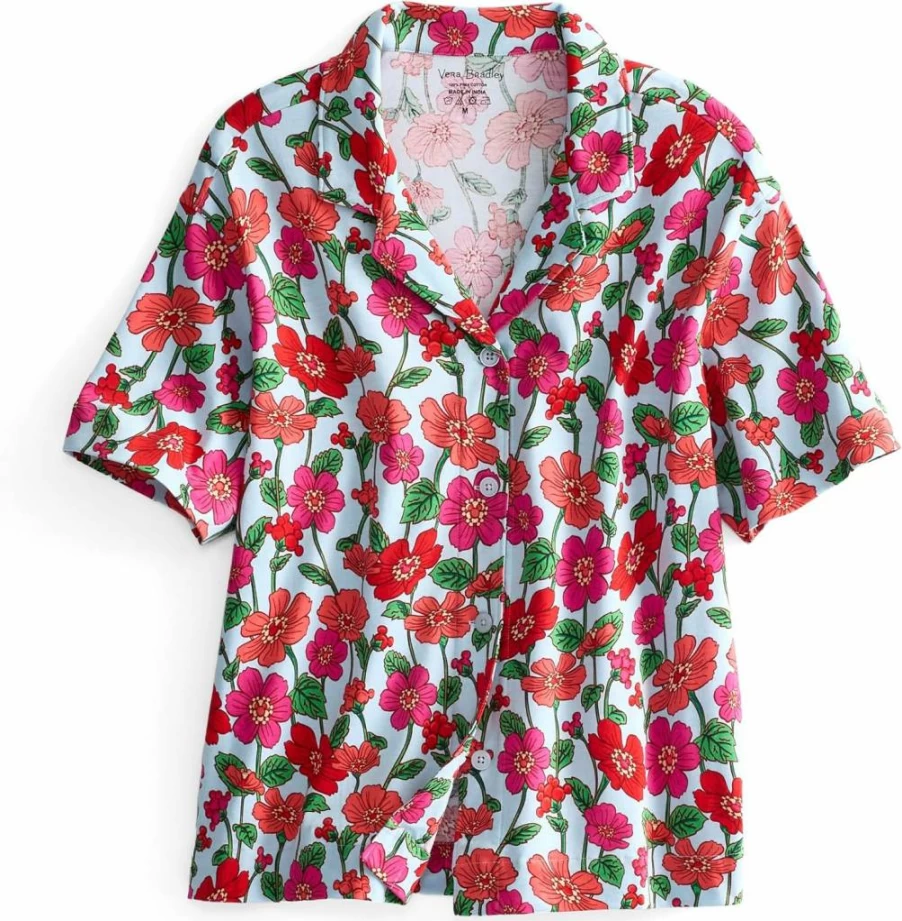 Vera Bradley Women's Mickey Mouse Cotton Pajama Set - Disney Sleepwear with Button-Down Top