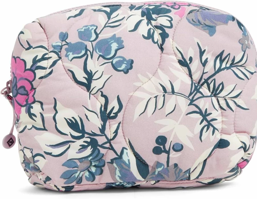 Vera Bradley Black Featherweight Medium Makeup Bag – Lightweight Cosmetic Organizer for Women