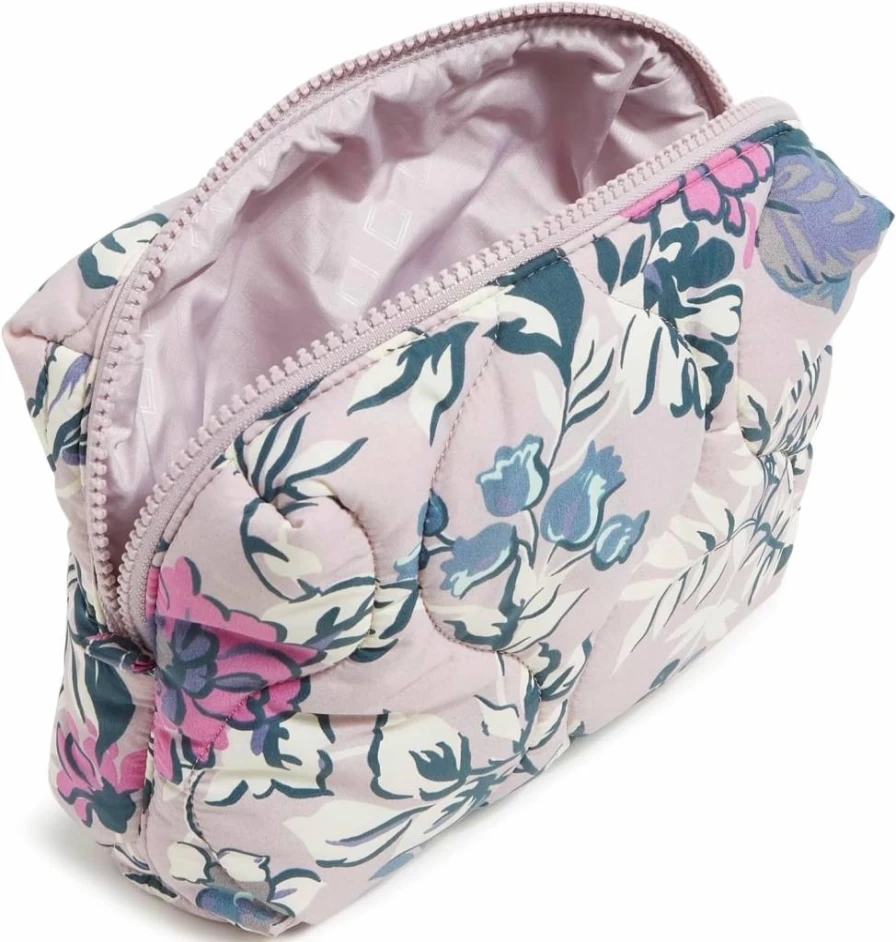 Vera Bradley Black Featherweight Medium Makeup Bag – Lightweight Cosmetic Organizer for Women