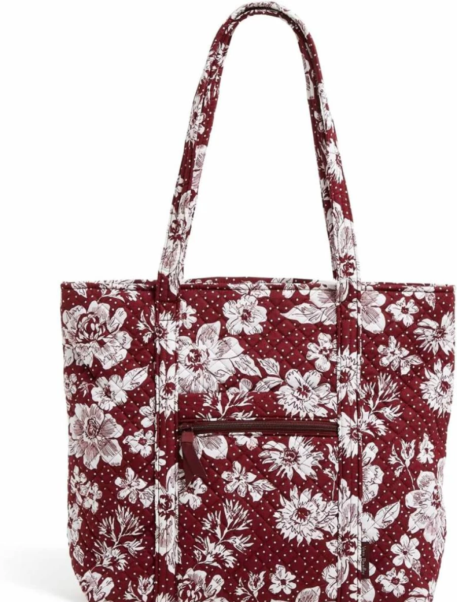 Vera Bradley Cotton Collegiate Tote Bag - Maroon/White Rain Garden Design, Multiple Team Options Available