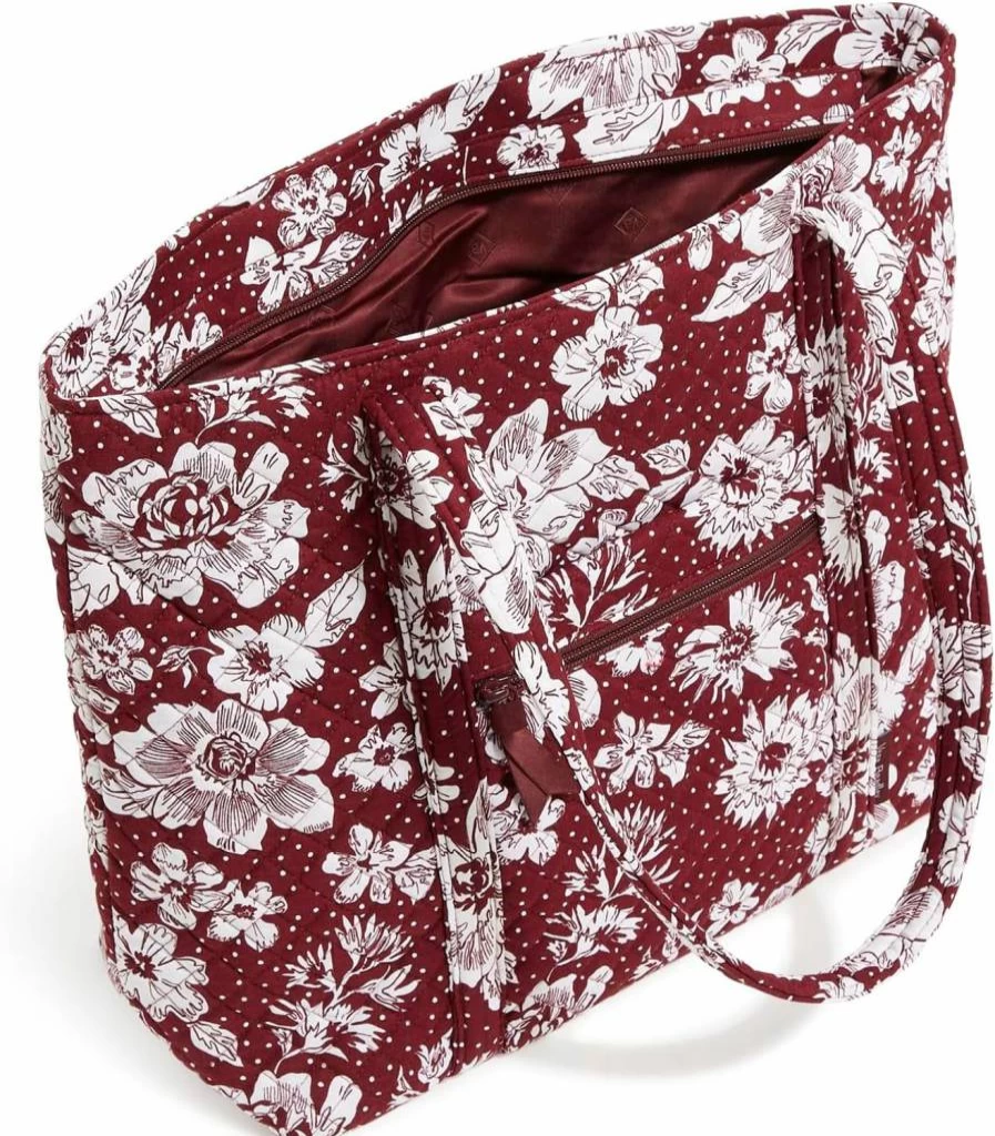Vera Bradley Cotton Collegiate Tote Bag - Maroon/White Rain Garden Design, Multiple Team Options Available