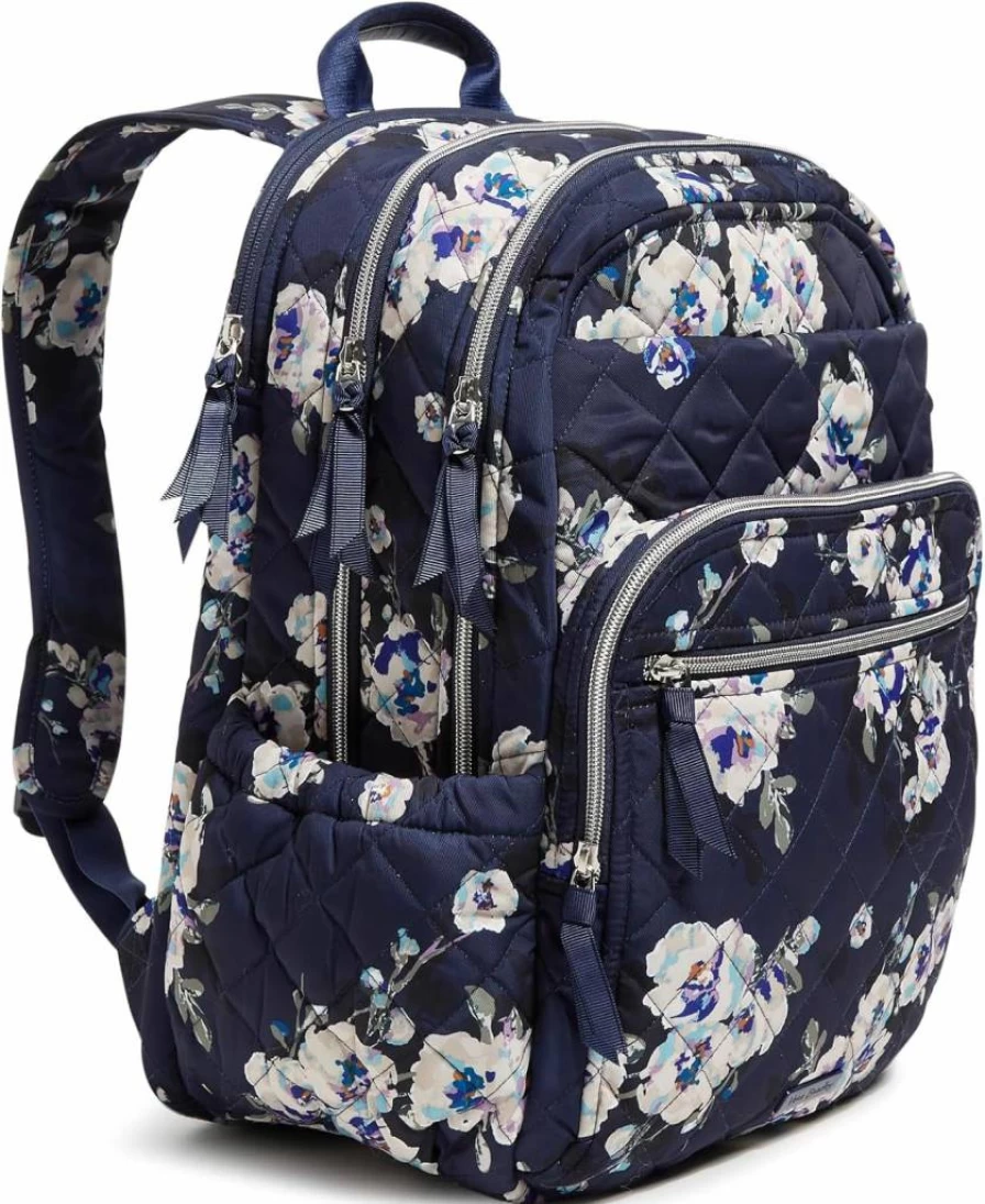 Vera Bradley Black Performance Twill XL Backpack for Women - Spacious Campus Laptop Bag, One Size