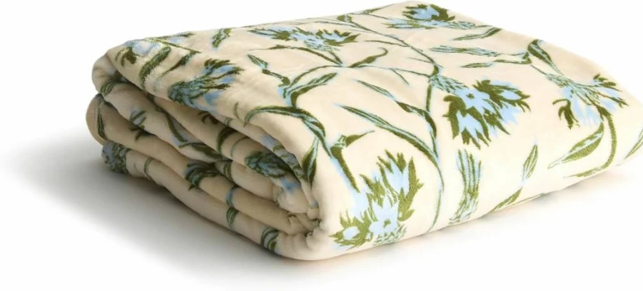 Vera Bradley Bachelor Buttons Blue Green Oversized Soft Throw Blanket for Cozy Comfort