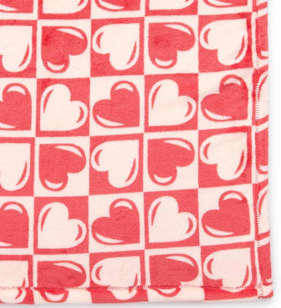 Vera Bradley Heart Pattern Plush Throw Blanket - Soft Graphic Design Cozy Blanket for Home & Gifts