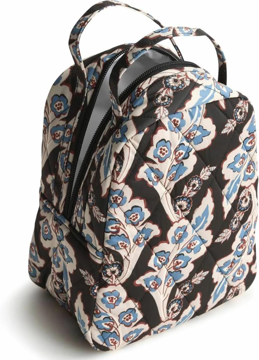Vera Bradley Women's Reusable Lunch Bag - Eco-Friendly Performance Twill, Bronze Green, One Size, Insulated Tote for Work & School