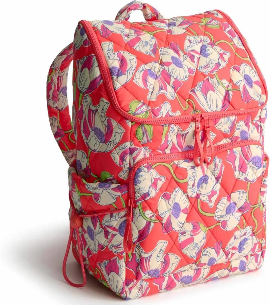 Vera Bradley Swirling Poppies Lightweight Cooler Backpack for Travel and Picnics