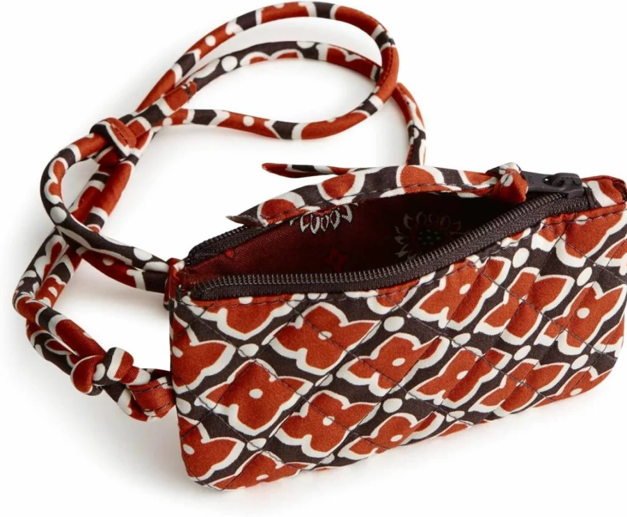 Vera Bradley Women's Cotton Zip ID Card Holder with Lanyard - Premium Wristlet Pouch for Keys & Essentials