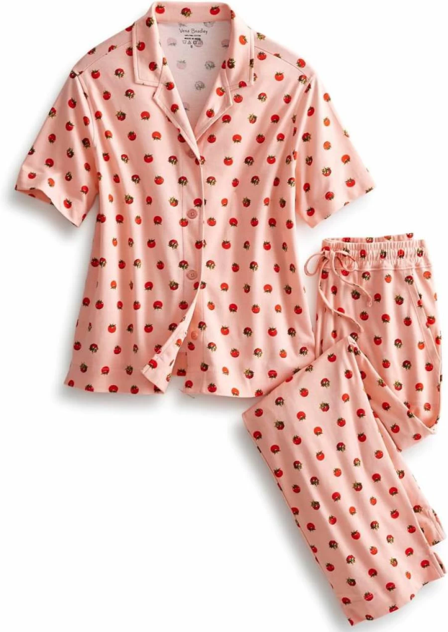 Vera Bradley Women's Soft Cotton Button-Down Pajama Set - Comfortable Sleepwear Lounge Set
