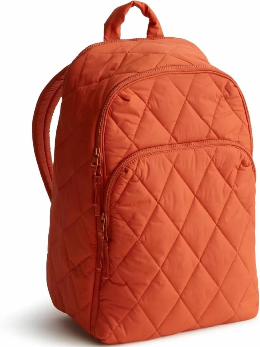 Vera Bradley Featherweight Westover Backpack - Lightweight Hybrid Laptop Bag in Lotus Montage Roasted Pecan Pattern