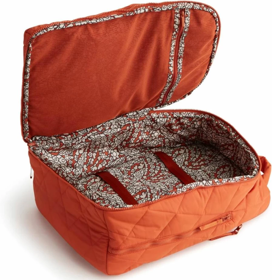 Vera Bradley Featherweight Westover Backpack - Lightweight Hybrid Laptop Bag in Lotus Montage Roasted Pecan Pattern