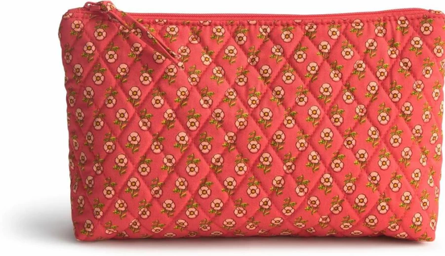 Vera Bradley Cotton Zip Pouch - Medium Size Premium Makeup & Travel Organizer Bag