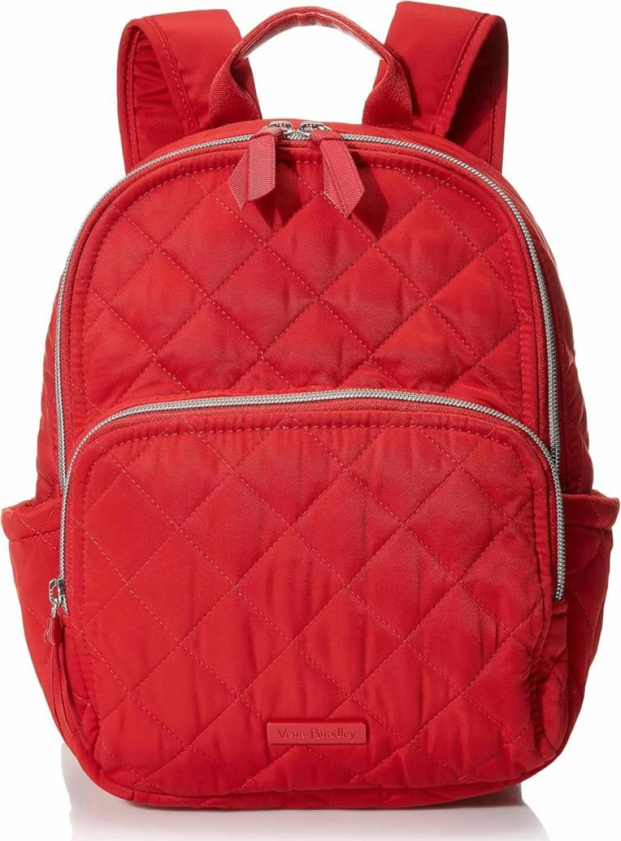 Vera Bradley Women's Small Performance Twill Backpack - Lightweight Travel Daypack, Cloud Gray Paisley Print, Durable Laptop Bag for Work & School