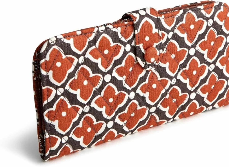 Vera Bradley Women's Cotton Tab Wallet | Stylish & Lightweight Zip-Around Wallet for Women