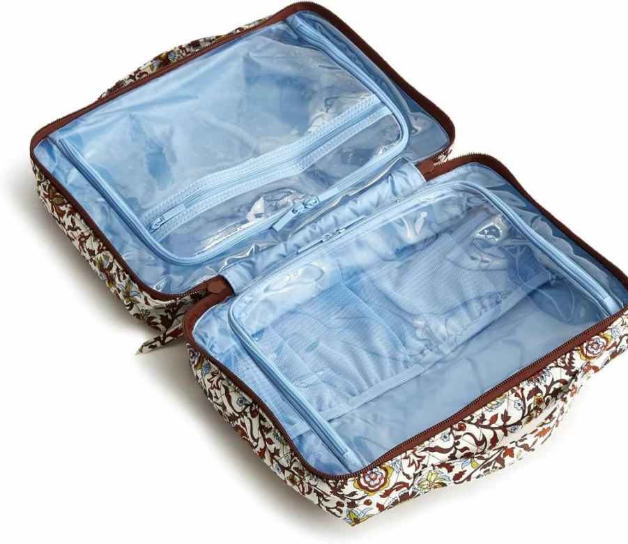 Vera Bradley Feathery Bouquets Cotton Travel Organizer – Lay Flat Premium Toiletry Bag for Essentials